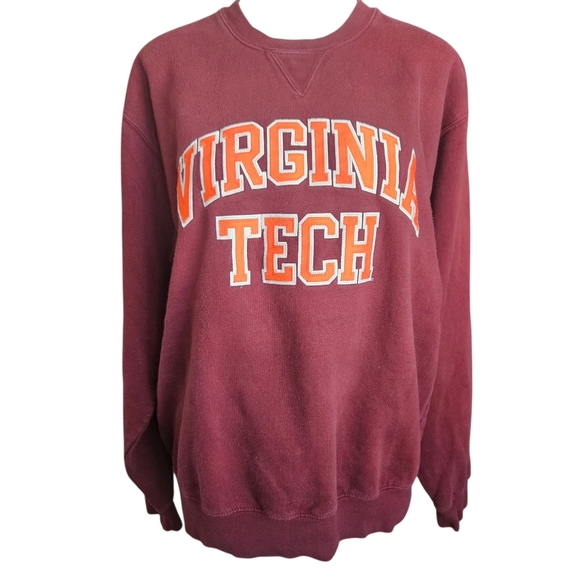 Virginia Tech Embroidered Twill Crew Sweatshirt: Maroon by Gear Sz Medium - Picture 1 of 9